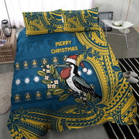 Nauru Christmas Bedding Set Frigatebird Bird Santa Tribal Waves - Polynesian Pride