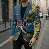 Nauru Christmas Blazer Frigatebird Bird Santa Tribal Waves - Polynesian Pride