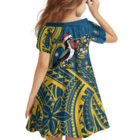 Nauru Christmas Family Matching Long Sleeve Bodycon Dress and Hawaiian Shirt Frigatebird Bird Santa Tribal Waves DT05 - Polynesian Pride