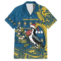 Nauru Christmas Family Matching Puletasi and Hawaiian Shirt Frigatebird Bird Santa Tribal Waves - Polynesian Pride