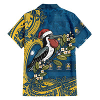 Nauru Christmas Family Matching Puletasi and Hawaiian Shirt Frigatebird Bird Santa Tribal Waves DT05 - Polynesian Pride