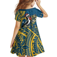 Nauru Christmas Family Matching Tank Maxi Dress and Hawaiian Shirt Frigatebird Bird Santa Tribal Waves - Polynesian Pride