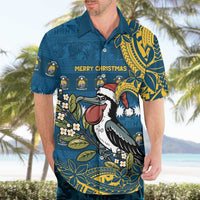 Nauru Christmas Hawaiian Shirt Frigatebird Bird Santa Tribal Waves DT05 - Polynesian Pride