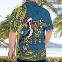 Nauru Christmas Hawaiian Shirt Frigatebird Bird Santa Tribal Waves - Polynesian Pride