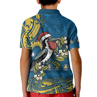 Nauru Christmas Kid Polo Shirt Frigatebird Bird Santa Tribal Waves - Polynesian Pride
