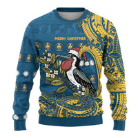 Nauru Christmas Ugly Christmas Sweater Frigatebird Bird Santa Tribal Waves - Polynesian Pride
