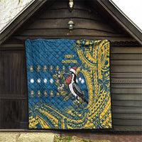 Nauru Christmas Quilt Frigatebird Bird Santa Tribal Waves - Polynesian Pride