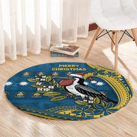 Nauru Christmas Round Carpet Frigatebird Bird Santa Tribal Waves - Polynesian Pride