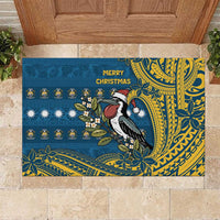 Nauru Christmas Rubber Doormat Frigatebird Bird Santa Tribal Waves - Polynesian Pride