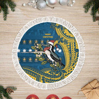 Nauru Christmas Tree Skirt Frigatebird Bird Santa Tribal Waves - Polynesian Pride