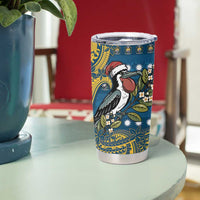 Nauru Christmas Tumbler Cup Frigatebird Bird Santa Tribal Waves DT05 - Polynesian Pride