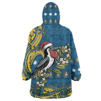 Nauru Christmas Wearable Blanket Hoodie Frigatebird Bird Santa Tribal Waves - Polynesian Pride