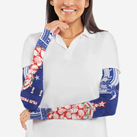 Northern Mariana Islands Christmas Arm Sleeves Seashell Xmas Tree Tribal Waves - Polynesian Pride