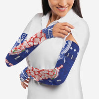 Northern Mariana Islands Christmas Arm Sleeves Seashell Xmas Tree Tribal Waves - Polynesian Pride