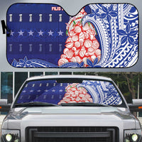 Northern Mariana Islands Christmas Auto Sun Shade Seashell Xmas Tree Tribal Waves - Polynesian Pride