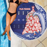 Northern Mariana Islands Christmas Beach Blanket Seashell Xmas Tree Tribal Waves - Polynesian Pride