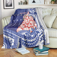 Northern Mariana Islands Christmas Blanket Seashell Xmas Tree Tribal Waves - Polynesian Pride