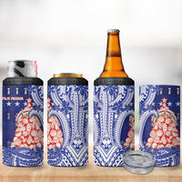 Northern Mariana Islands Christmas 4 in 1 Can Cooler Tumbler Seashell Xmas Tree Tribal Waves - Polynesian Pride