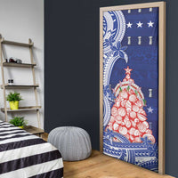 Northern Mariana Islands Christmas Door Cover Seashell Xmas Tree Tribal Waves - Polynesian Pride