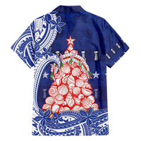 Northern Mariana Islands Christmas Family Matching Long Sleeve Bodycon Dress and Hawaiian Shirt Seashell Xmas Tree Tribal Waves DT05 - Polynesian Pride