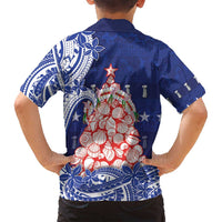 Northern Mariana Islands Christmas Family Matching Off Shoulder Maxi Dress and Hawaiian Shirt Seashell Xmas Tree Tribal Waves DT05 - Polynesian Pride