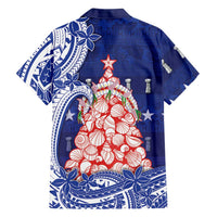 Northern Mariana Islands Christmas Family Matching Off Shoulder Maxi Dress and Hawaiian Shirt Seashell Xmas Tree Tribal Waves DT05 - Polynesian Pride