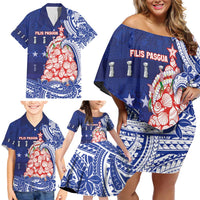 Northern Mariana Islands Christmas Family Matching Off Shoulder Short Dress and Hawaiian Shirt Seashell Xmas Tree Tribal Waves DT05 - Polynesian Pride