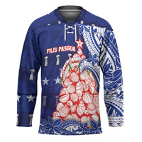 Northern Mariana Islands Christmas Hockey Jersey Seashell Xmas Tree Tribal Waves DT05 Unisex Navy - Polynesian Pride