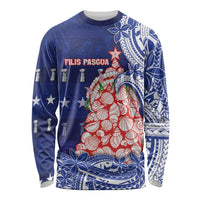 Northern Mariana Islands Christmas Long Sleeve Shirt Seashell Xmas Tree Tribal Waves - Polynesian Pride