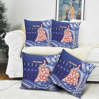 Northern Mariana Islands Christmas Pillow Cover Seashell Xmas Tree Tribal Waves - Polynesian Pride