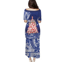 Northern Mariana Islands Christmas Puletasi Seashell Xmas Tree Tribal Waves - Polynesian Pride