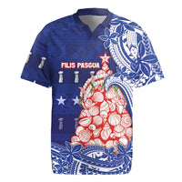 Northern Mariana Islands Christmas Rugby Jersey Seashell Xmas Tree Tribal Waves DT05 Navy - Polynesian Pride