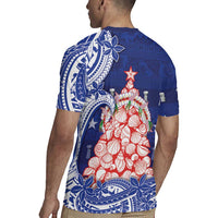 Northern Mariana Islands Christmas Rugby Jersey Seashell Xmas Tree Tribal Waves - Polynesian Pride