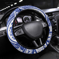 Northern Mariana Islands Christmas Steering Wheel Cover Seashell Xmas Tree Tribal Waves - Polynesian Pride