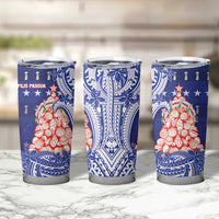 Northern Mariana Islands Christmas Tumbler Cup Seashell Xmas Tree Tribal Waves - Polynesian Pride