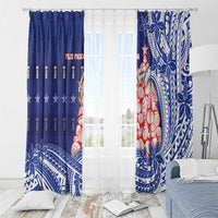 Northern Mariana Islands Christmas Window Curtain Seashell Xmas Tree Tribal Waves - Polynesian Pride