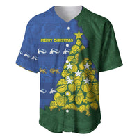 Solomon Islands Christmas Baseball Jersey Seashell Xmas Tree Tribal Waves - Polynesian Pride