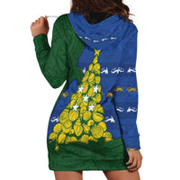 Solomon Islands Christmas Hoodie Dress Seashell Xmas Tree Tribal Waves - Polynesian Pride