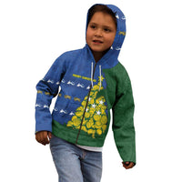 Solomon Islands Christmas Kid Hoodie Seashell Xmas Tree Tribal Waves - Polynesian Pride
