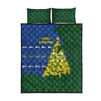 Solomon Islands Christmas Quilt Bed Set Seashell Xmas Tree Tribal Waves - Polynesian Pride