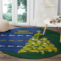 Solomon Islands Christmas Round Carpet Seashell Xmas Tree Tribal Waves - Polynesian Pride