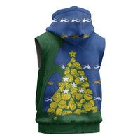 Solomon Islands Christmas Sleeveless Zip Hoodie Seashell Xmas Tree Tribal Waves - Polynesian Pride