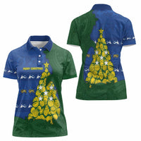 Solomon Islands Christmas Women Polo Shirt Seashell Xmas Tree Tribal Waves DT05 - Polynesian Pride