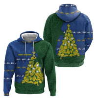 Solomon Islands Christmas Zip Hoodie Seashell Xmas Tree Tribal Waves - Polynesian Pride