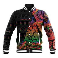 New Caledonia Christmas Baseball Jacket Seashell Xmas Tree Tribal Waves - Polynesian Pride