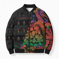 New Caledonia Christmas Bomber Puffer Jacket Seashell Xmas Tree Tribal Waves - Polynesian Pride
