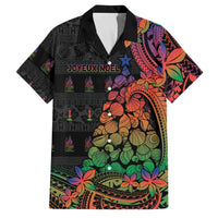 New Caledonia Christmas Family Matching Long Sleeve Bodycon Dress and Hawaiian Shirt Seashell Xmas Tree Tribal Waves DT05 Dad's Shirt - Short Sleeve Black - Polynesian Pride