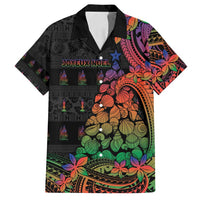 New Caledonia Christmas Family Matching Puletasi and Hawaiian Shirt Seashell Xmas Tree Tribal Waves DT05 Dad's Shirt - Short Sleeve Black - Polynesian Pride