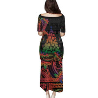 New Caledonia Christmas Family Matching Puletasi and Hawaiian Shirt Seashell Xmas Tree Tribal Waves - Polynesian Pride