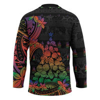 New Caledonia Christmas Hockey Jersey Seashell Xmas Tree Tribal Waves - Polynesian Pride